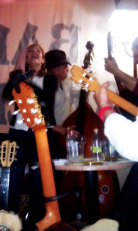 Manou and his folk band in Bucaneros Bar, Puerto Naos