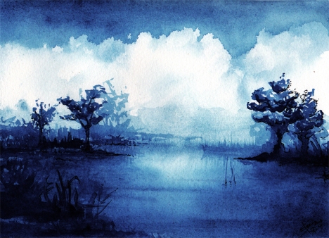 Pond-in-marsh_Watercolour
