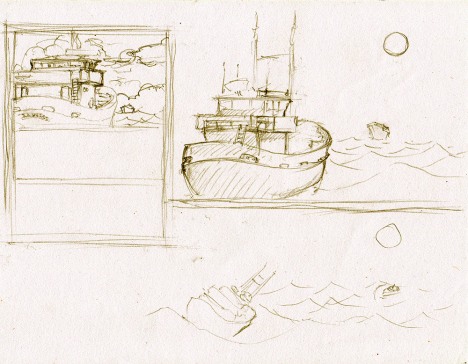 Another pencil layout sketch of the page.